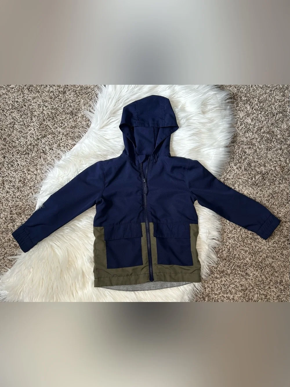 ☔️TOMMY BAHAMA Navy Kids' Hooded Weatherproof Rain Jacket - 4T (4 years old)